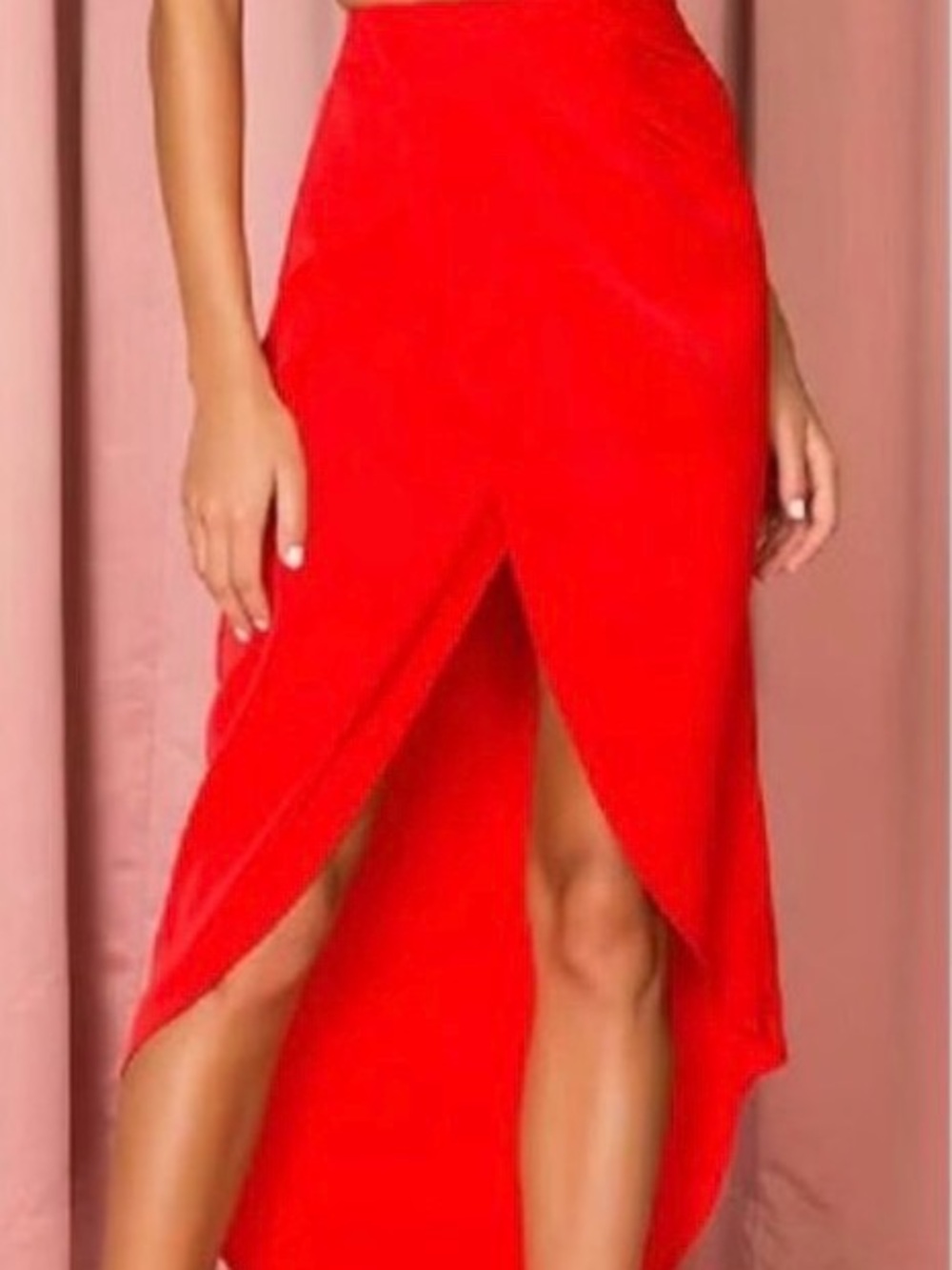 superdown Red High-Low Front Split Skirt